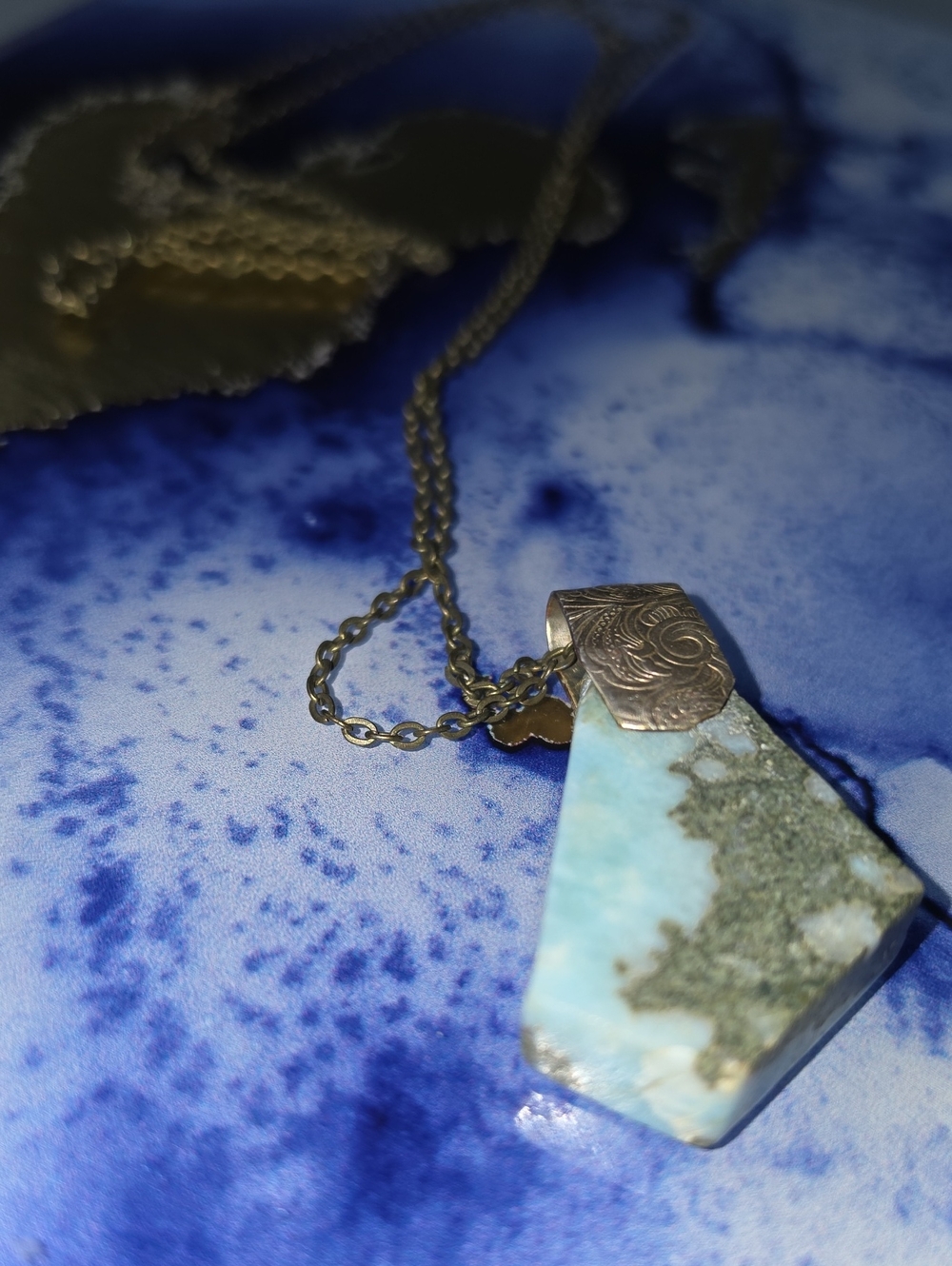 Artisan Blue-Green Stone Pendant Necklace